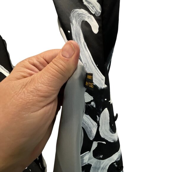 Hand-Painted Abstract Pattern Blazer Jacket Mens Black White Double-Breasted - Picture 5 of 8